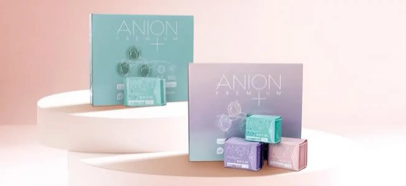 Анионовые прокладки ANION PREMIUM в упаковках кейс Mix, включающий дневные, ночные и ежедневные прокладки WHIEDA.