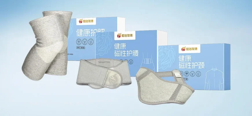 Набор защитных принадлежностей WHIEDA: магнитный пояс, наколенники и воротник. Изделия из турмалинового волокна с ИК-лучами и частицами бамбукового угля.